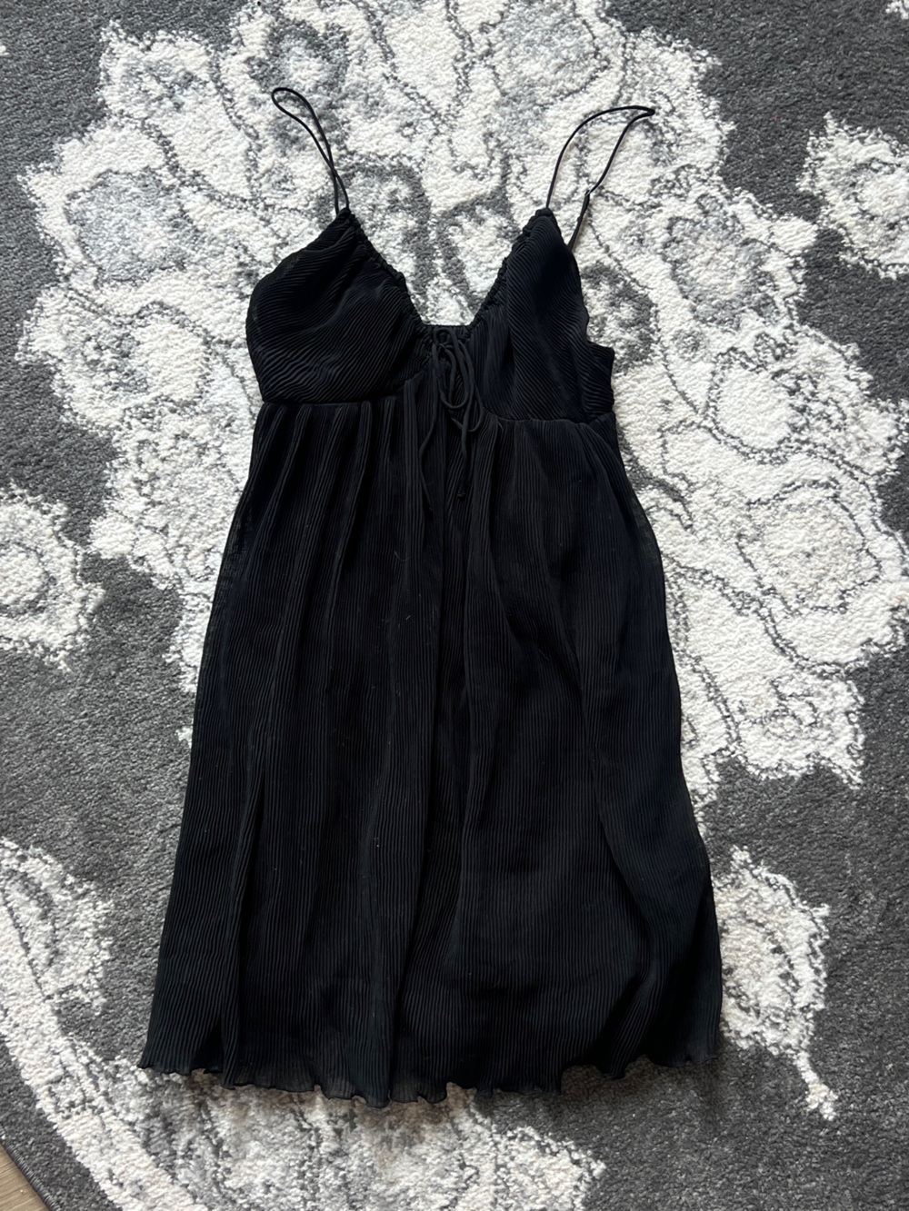 Black Pleated Spaghetti Strap Dress